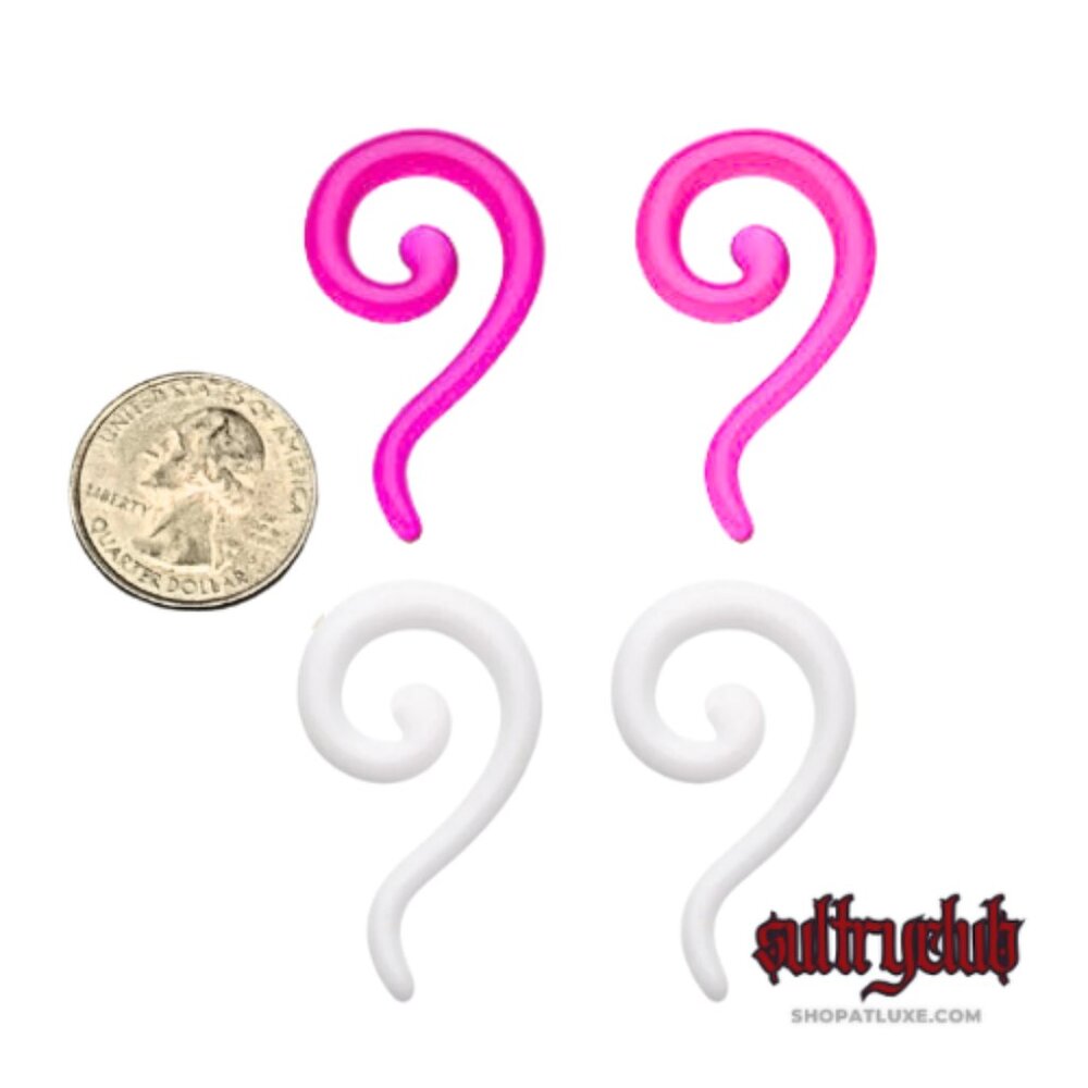 Set of 4 Claw Hook Acrylic Ear Gauge Spiral Hanging Tapers